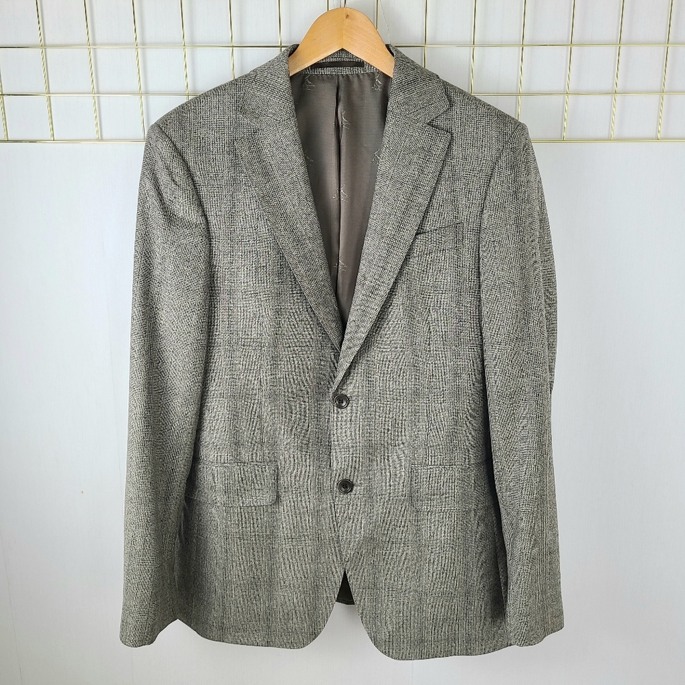 Charles Tyrwhitt Slim Fit Super 120s Wool Gray Checkered Sport Coat Blazer